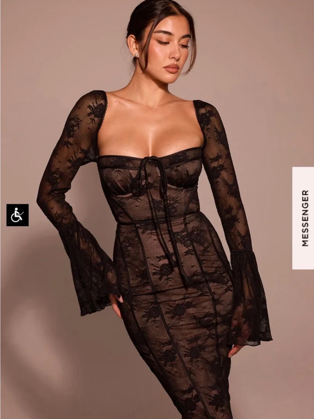 House of CB Black Delilah Lace Maxi Dress - Picture 6 of 7